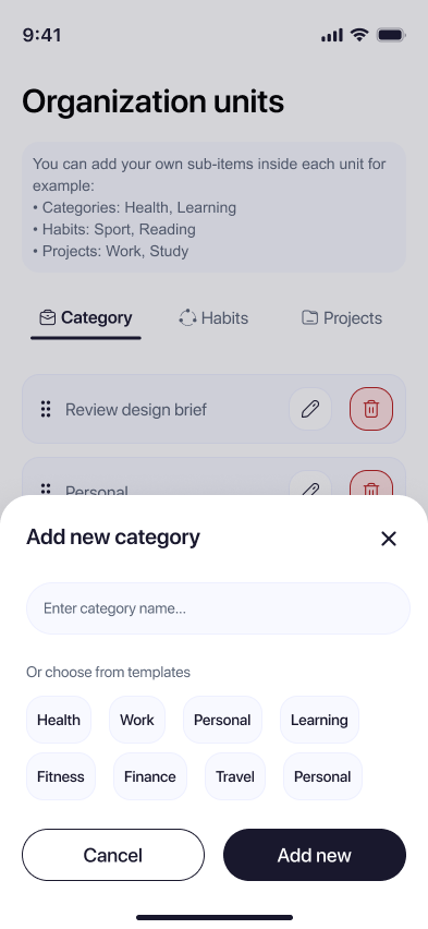 Add Categories
